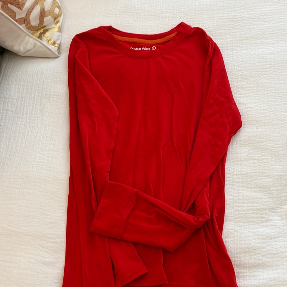 Red outdoor voices long sleeve shirt